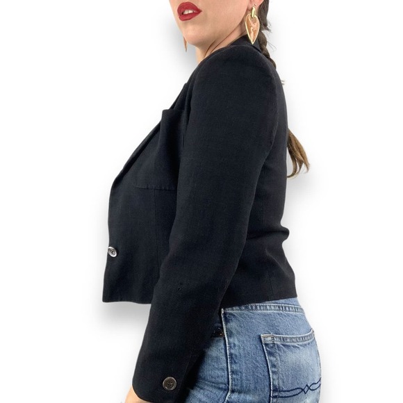 Vintage CHRISTIAN DIOR cropped rayon linen blazer jacket - Picture 3 of 13